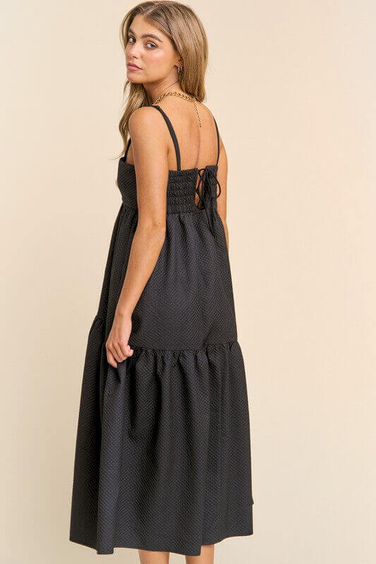 Gloria Black Textured Dress