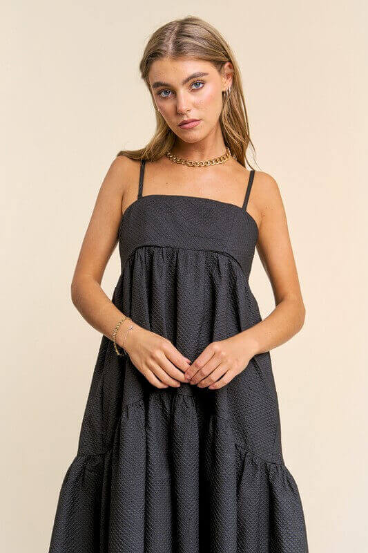 Gloria Black Textured Dress