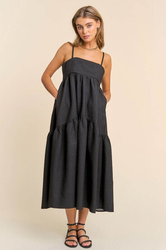 Gloria Black Textured Dress