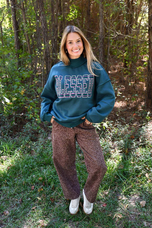 "BLESSED" Mockneck Sweatshirt