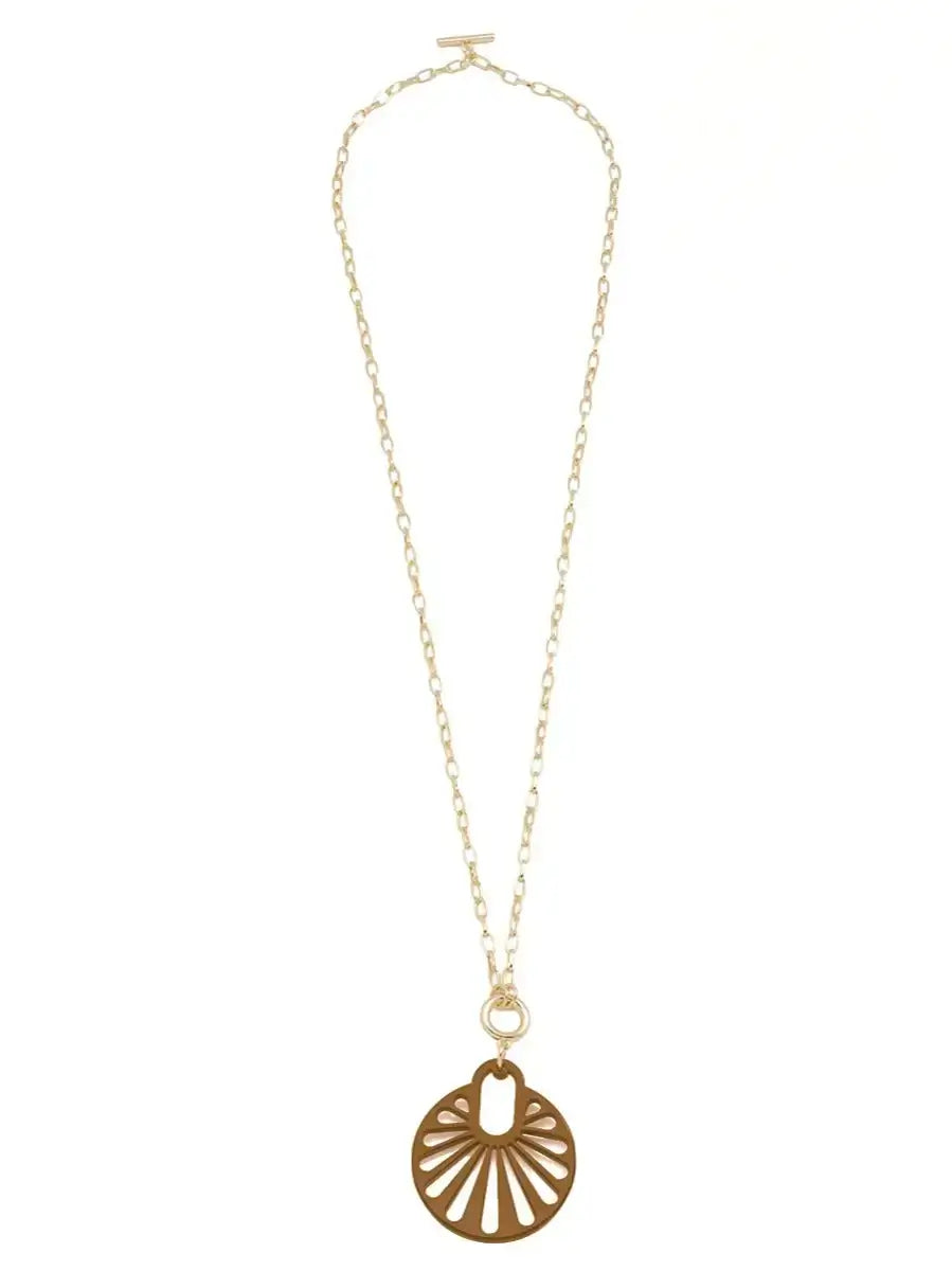 Brown Cutout Pendant Necklace