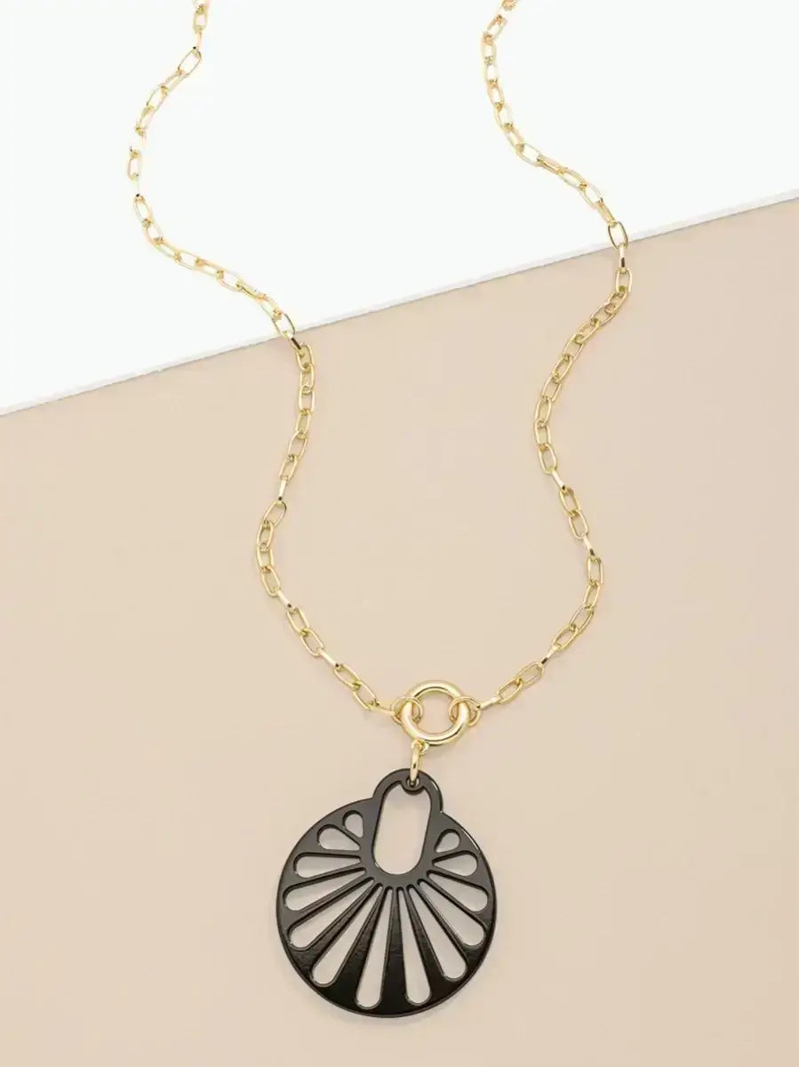 Black Cut Out Pendant Necklace