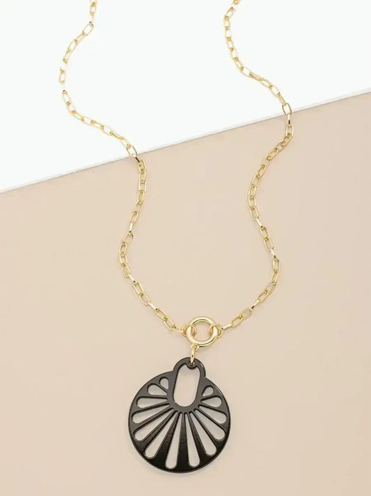 Black Cut Out Pendant Necklace