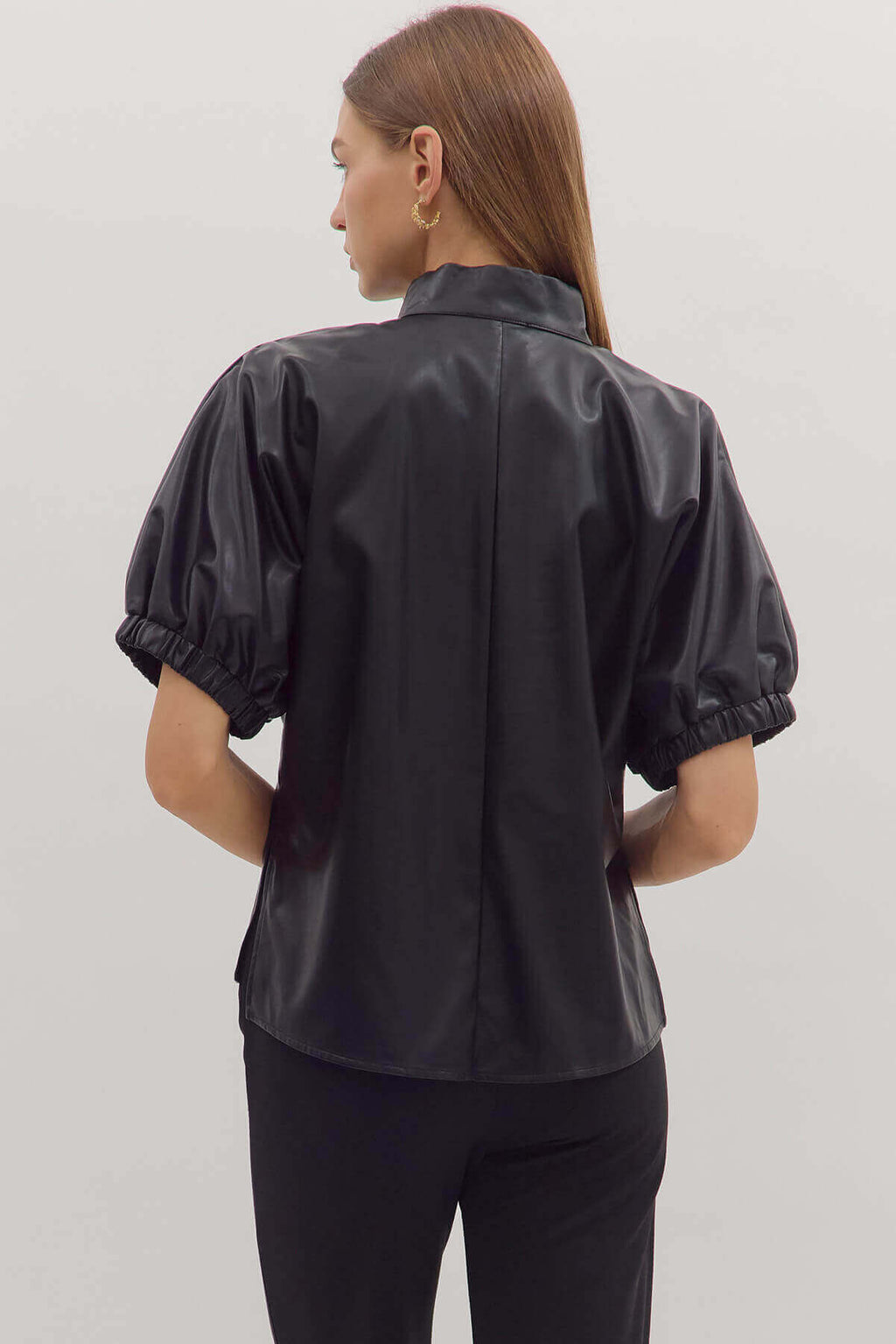 Carrie Black Faux Leather Top