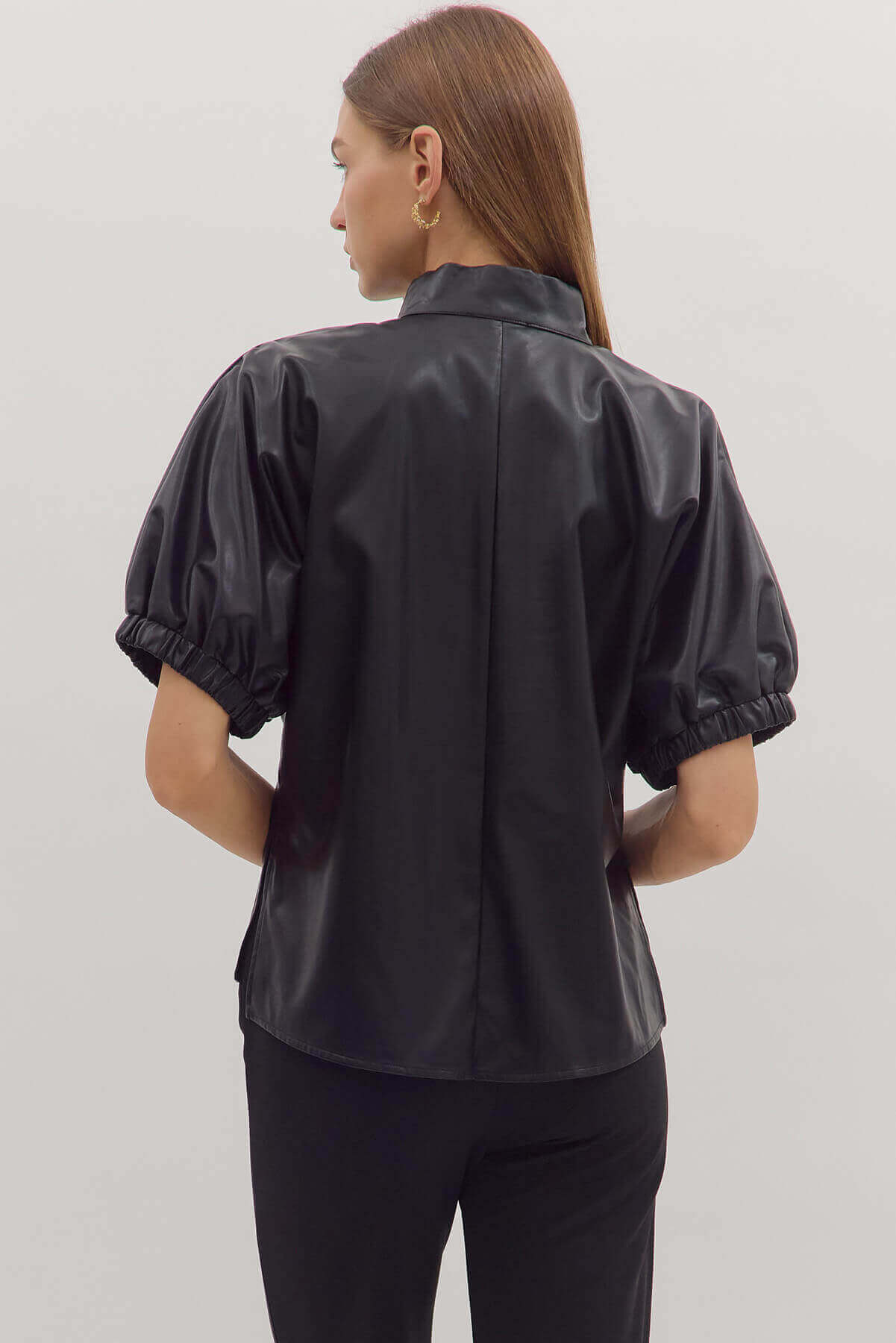 Carrie Black Faux Leather Top