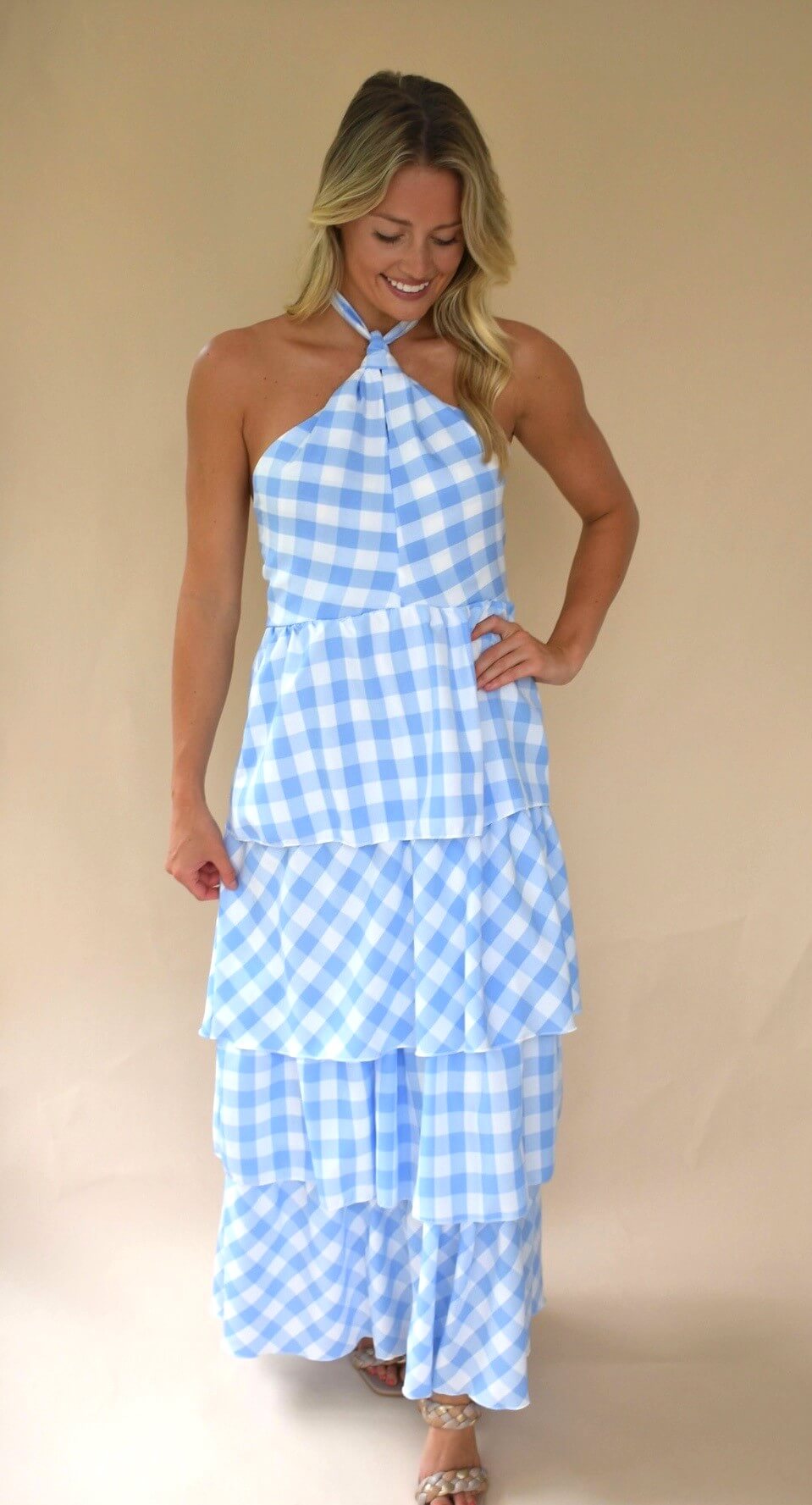 Tara Plaid Halter Dress