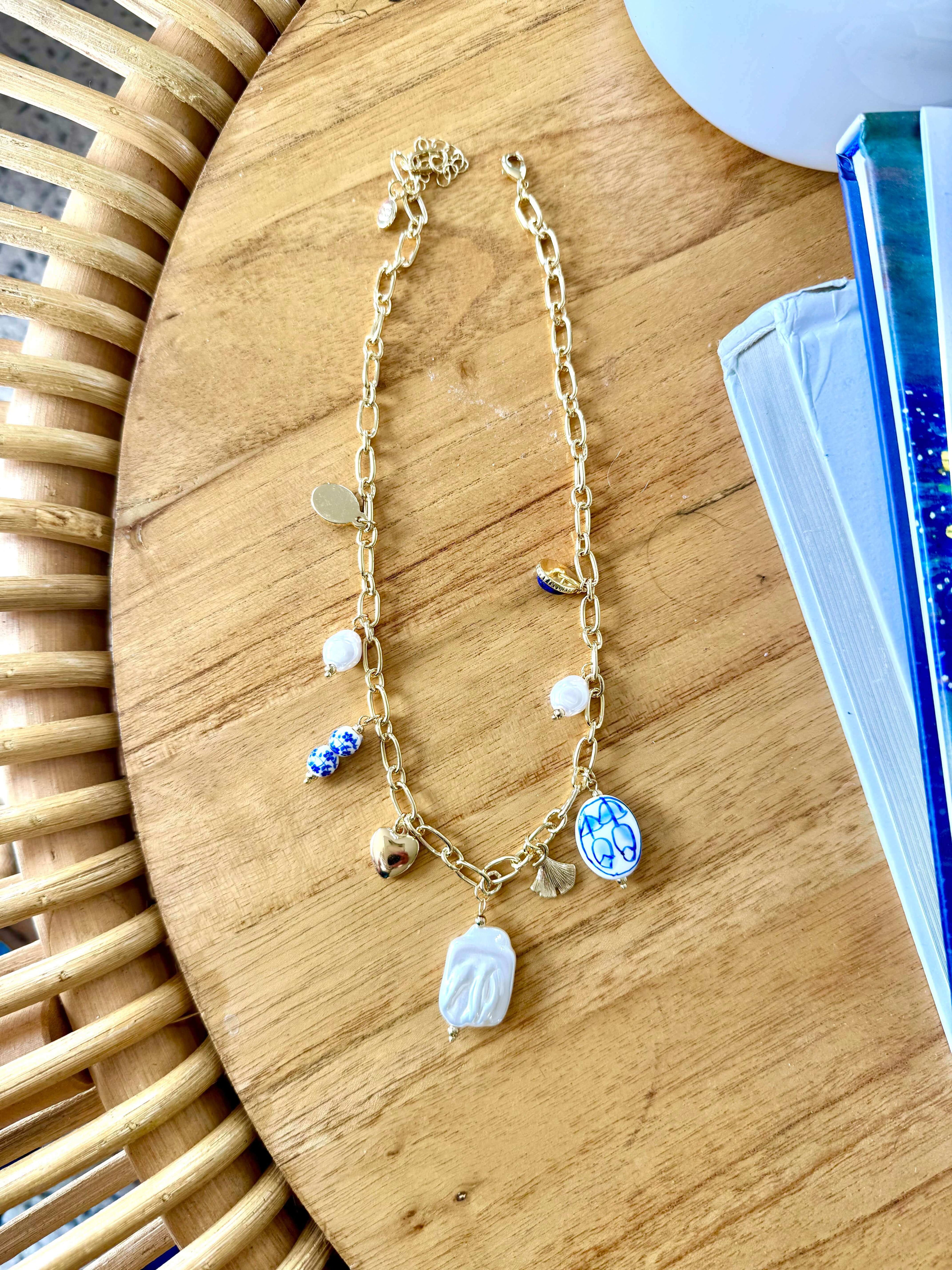 Blue/White Charm Necklace