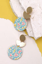 Acrylic Blue/Yellow Geo Drop Earring