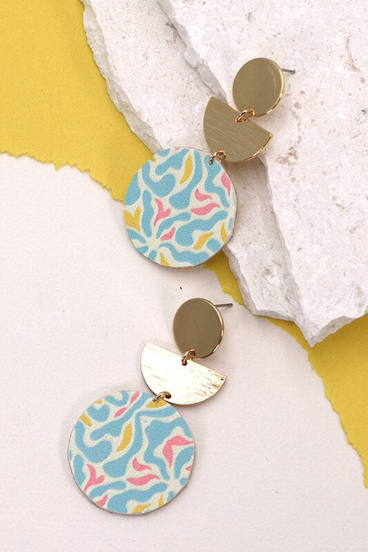 Acrylic Blue/Yellow Geo Drop Earring