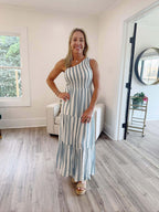 Emerly Stripe One Shoulder Dress