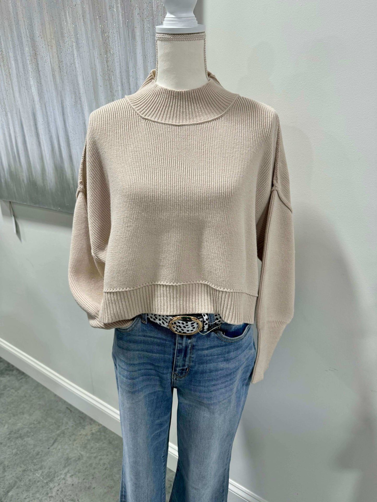 Sandy Beige Cropped Sweater