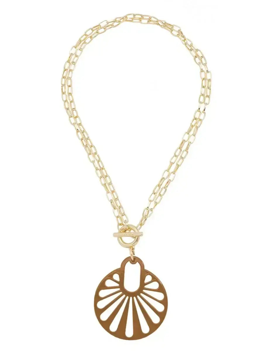 Brown Cutout Pendant Necklace