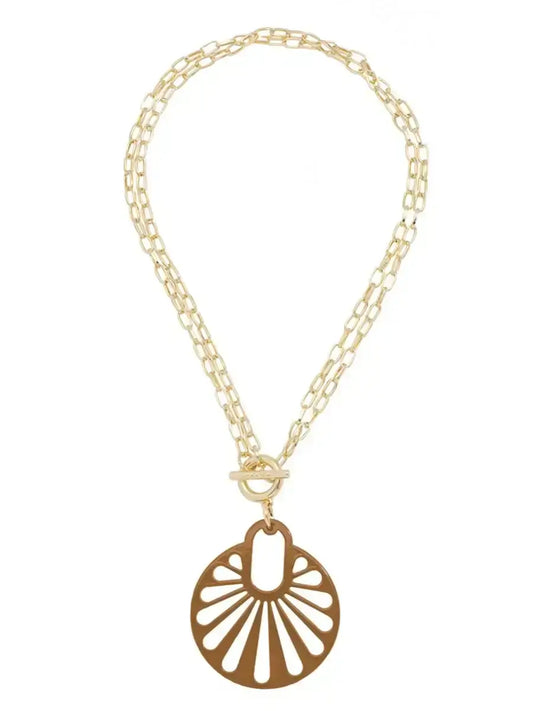 Brown Cutout Pendant Necklace