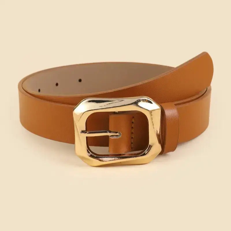 Angled Rectangle Buckle -Black, Cognac, Animal