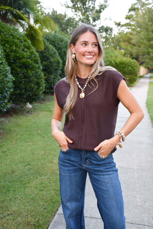 Shannon Center Seam Sleeveless Sweater
