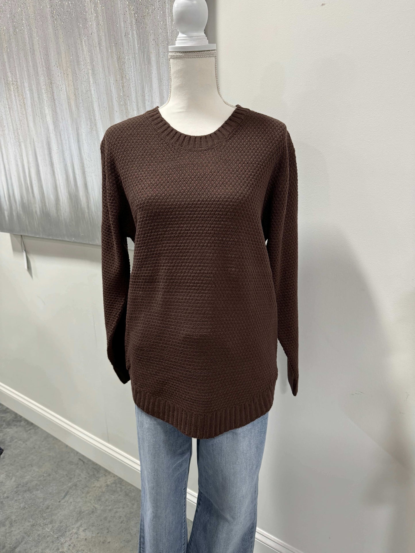 Avery Mahogany Waffle Sweater