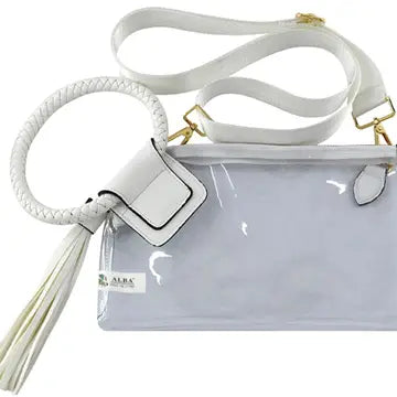 Clear Cuff Handle Tassel Clutch