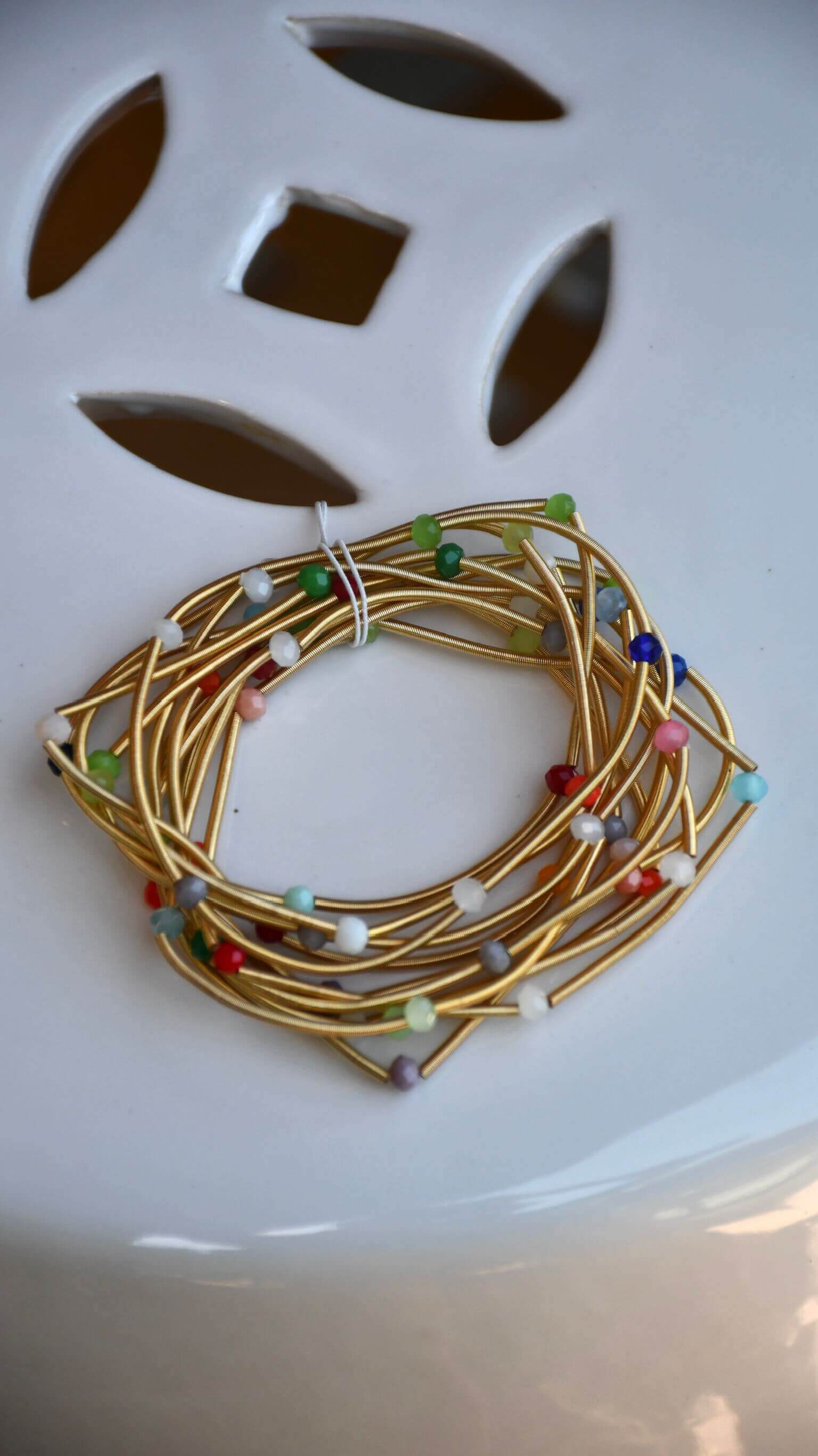 Rhinestone Beads & Coil Stretch Bracelet