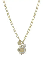 Coin & Pearl Charm Necklace