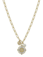 Coin & Pearl Charm Necklace