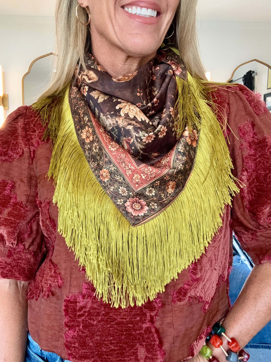 Deer Satin Fringe Scarf