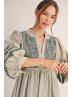 Mary Embroidery Midi Dress