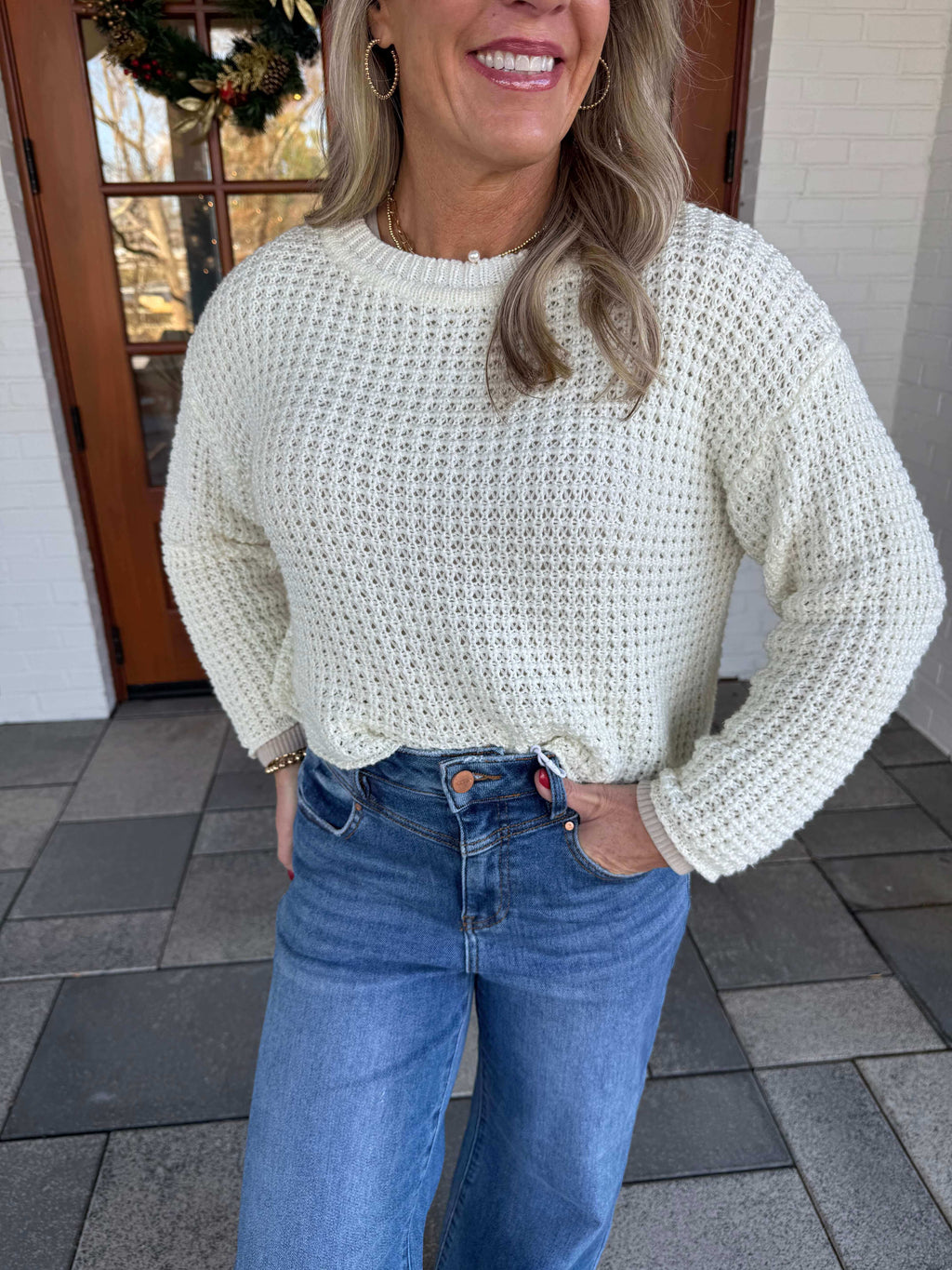 Christi Ivory Crochet Sweater