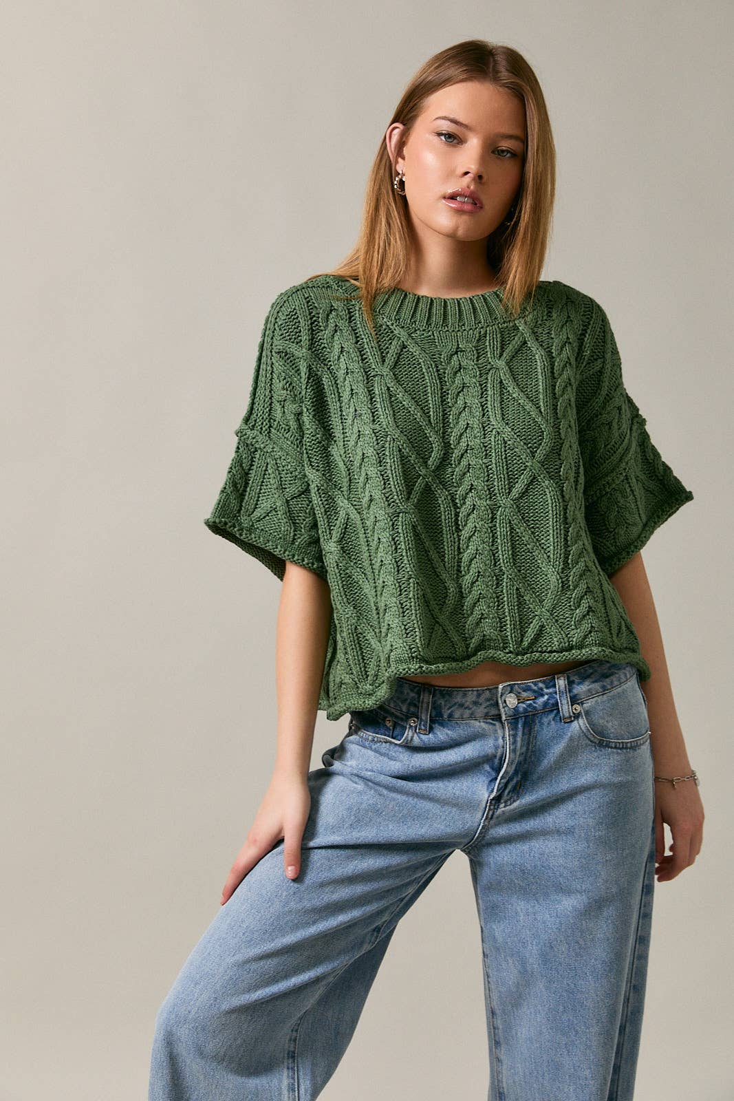 Dusty Cable Knit Sweater
