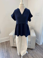 Natalie Navy Peplum Top