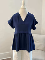 Natalie Navy Peplum Top