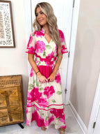 Savannah Pink Floral Midi Dress