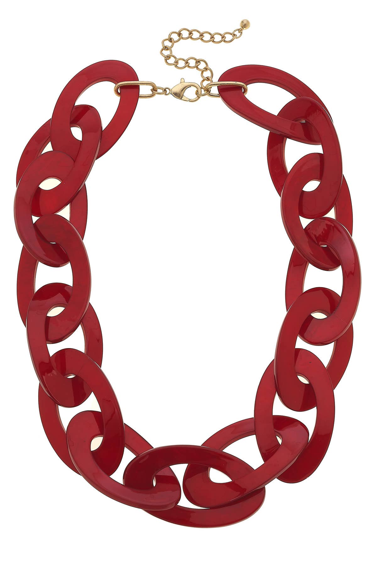Cheryl Statement Resin Linked Chain Necklace: Burgundy