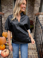 Carrie Black Faux Leather Top