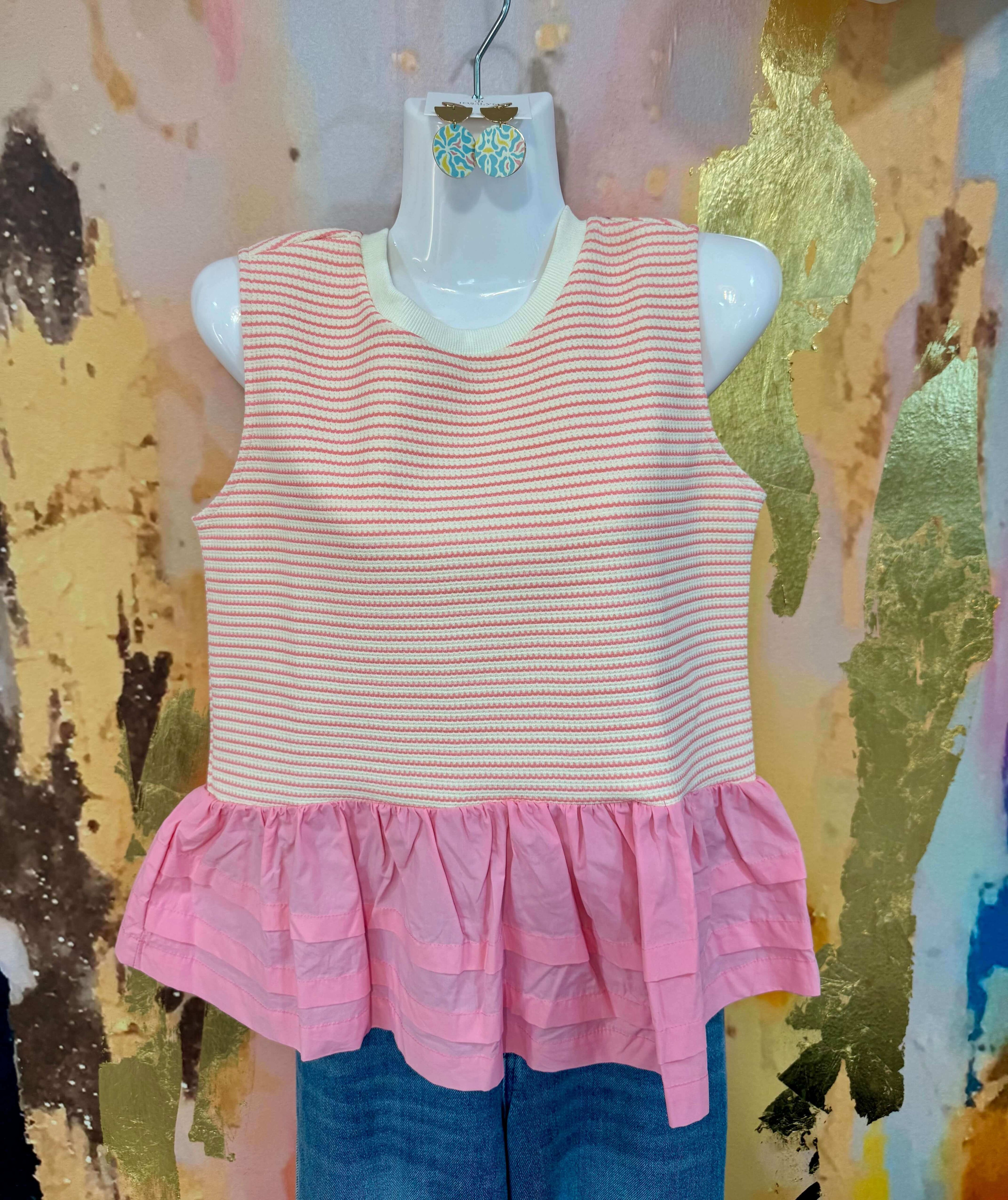Camron Stripe Ruffle Top