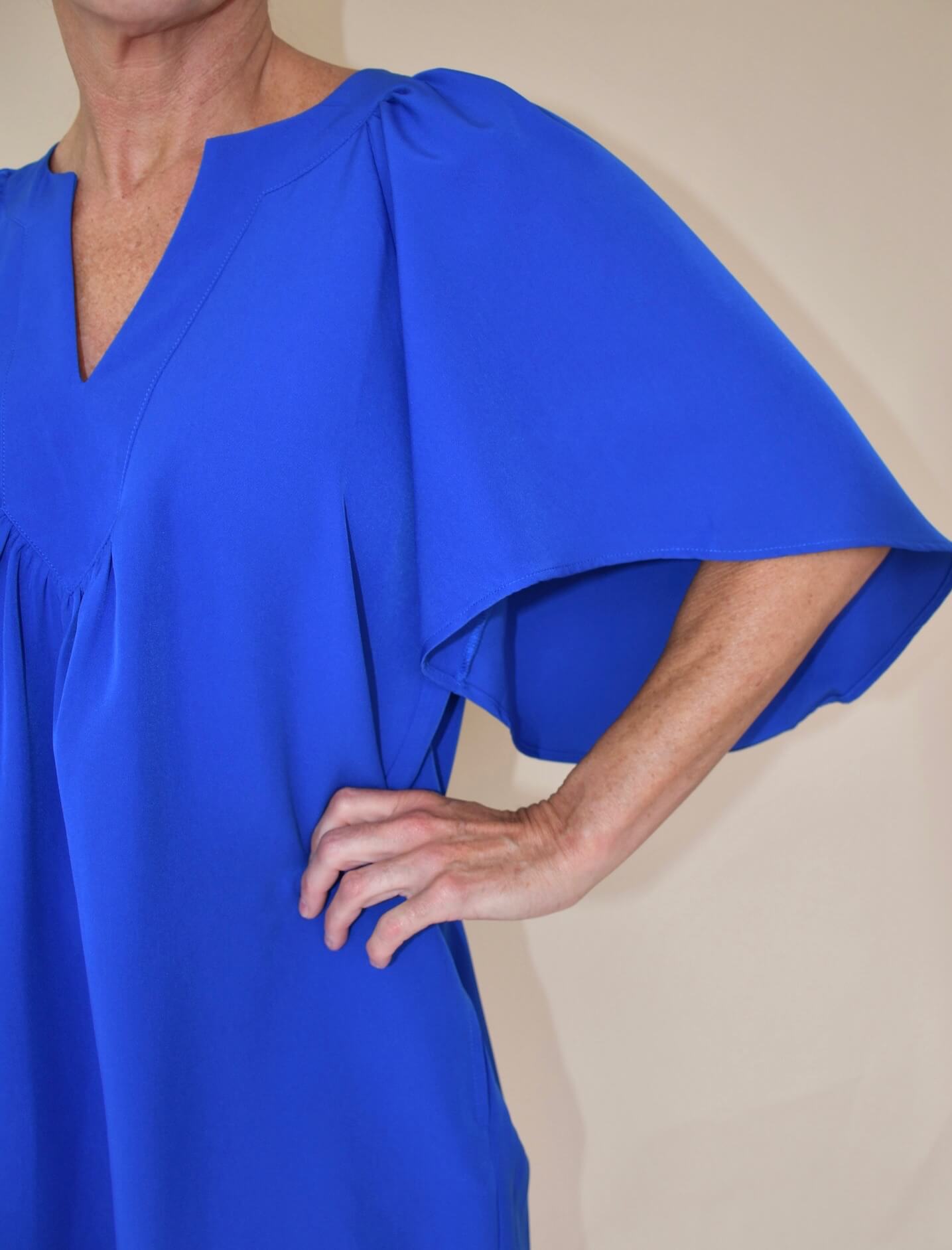 Royal Flutter Sleeve Dress