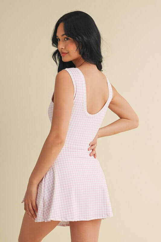 Brenna Gingham Wrap Tie Front Dress