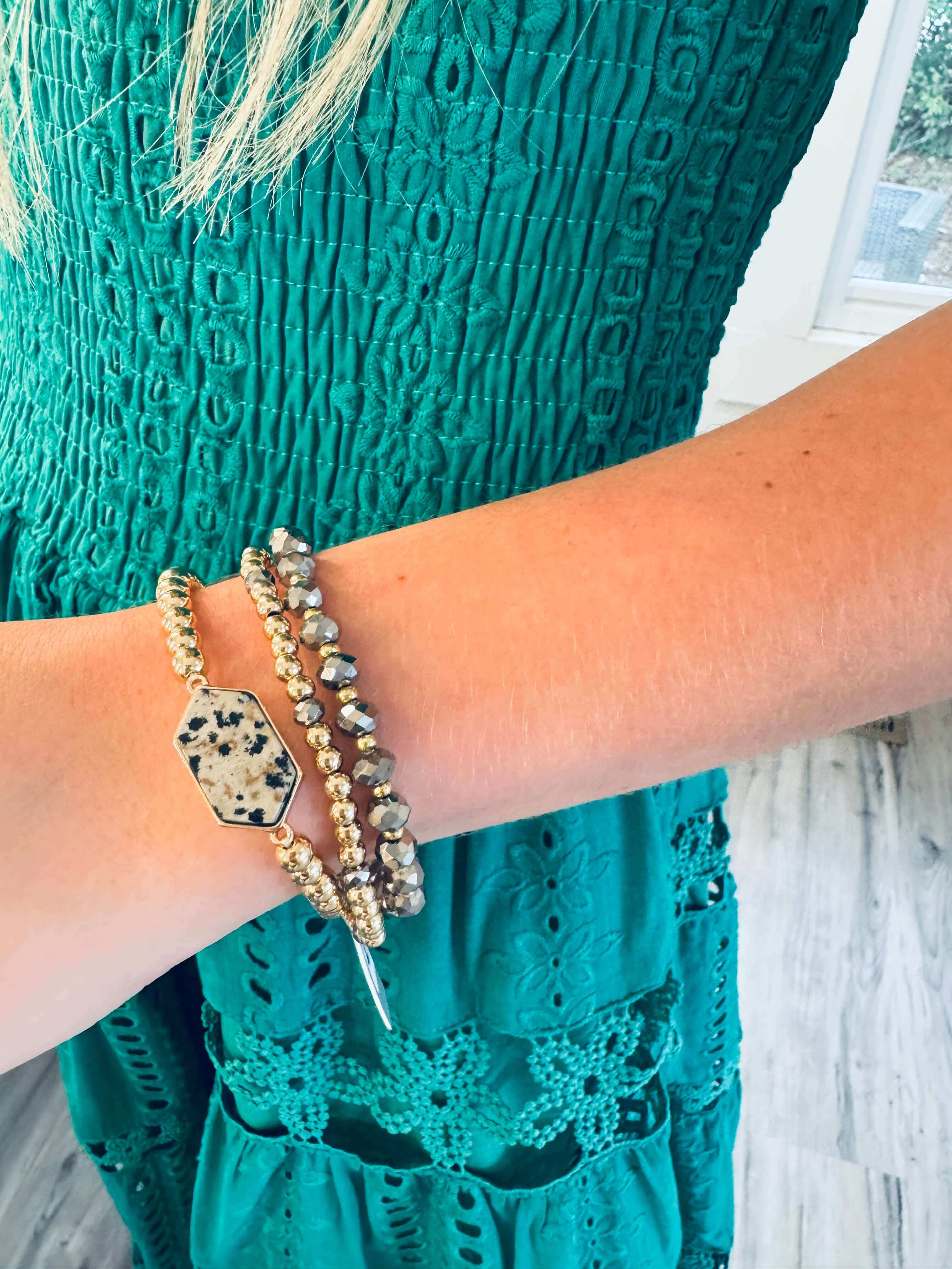 3 Strand Gold Brown Bracelet