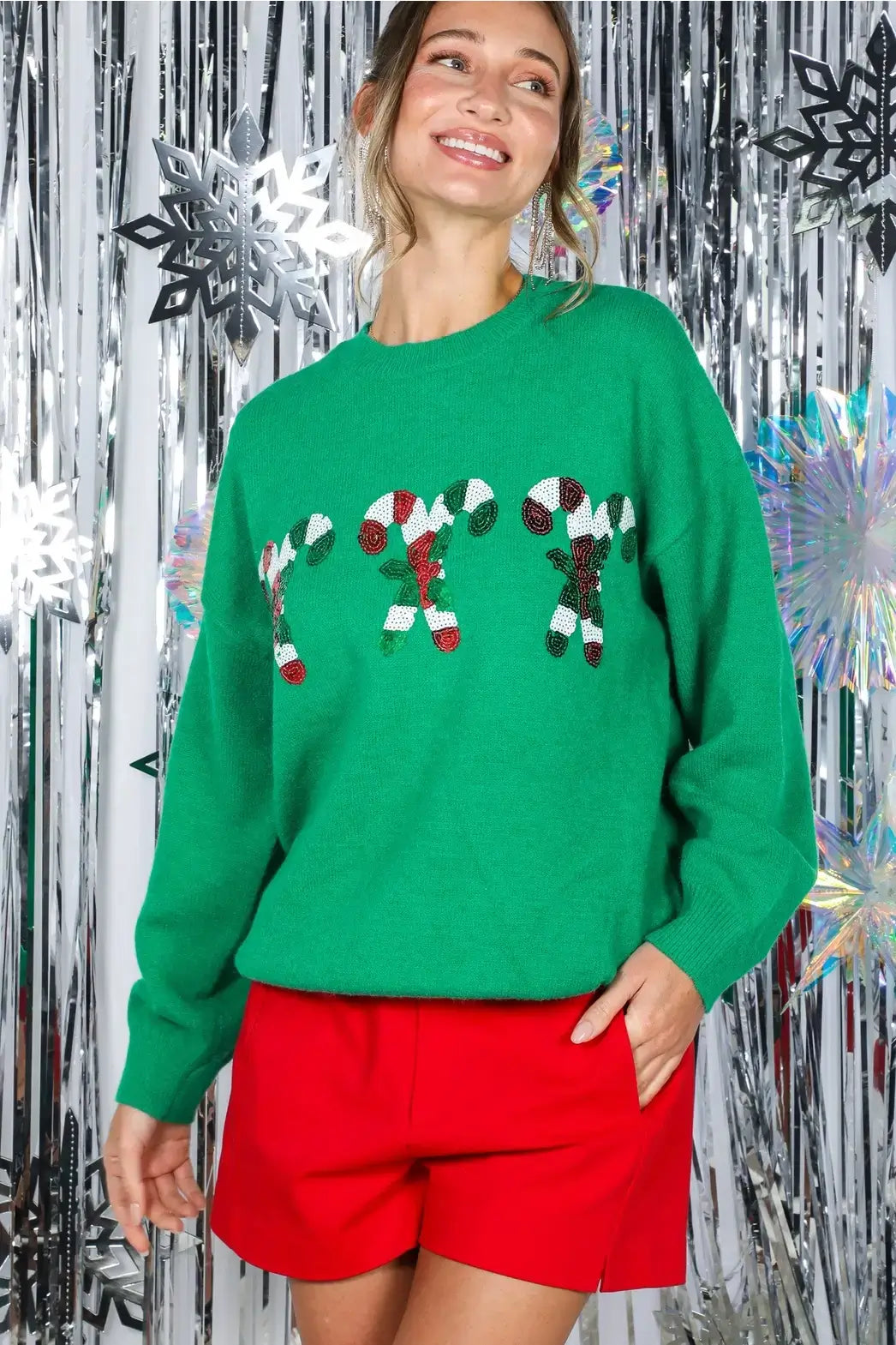 Sparkling Candy Cane Sweater