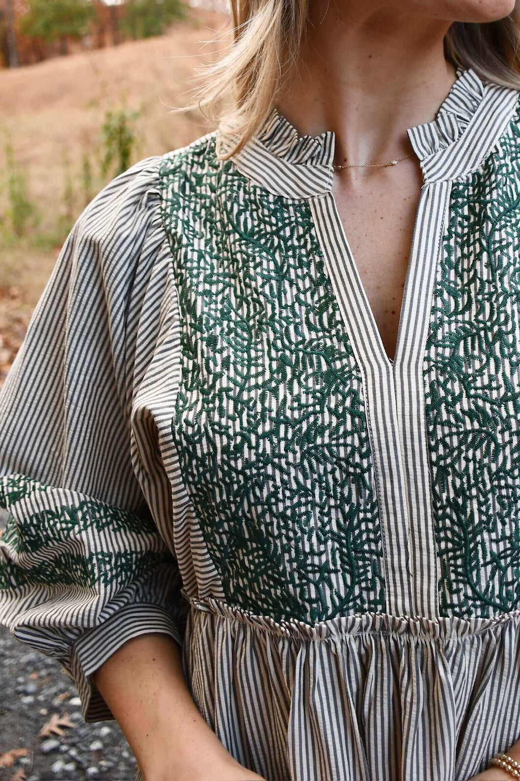 Mary Embroidery Midi Dress