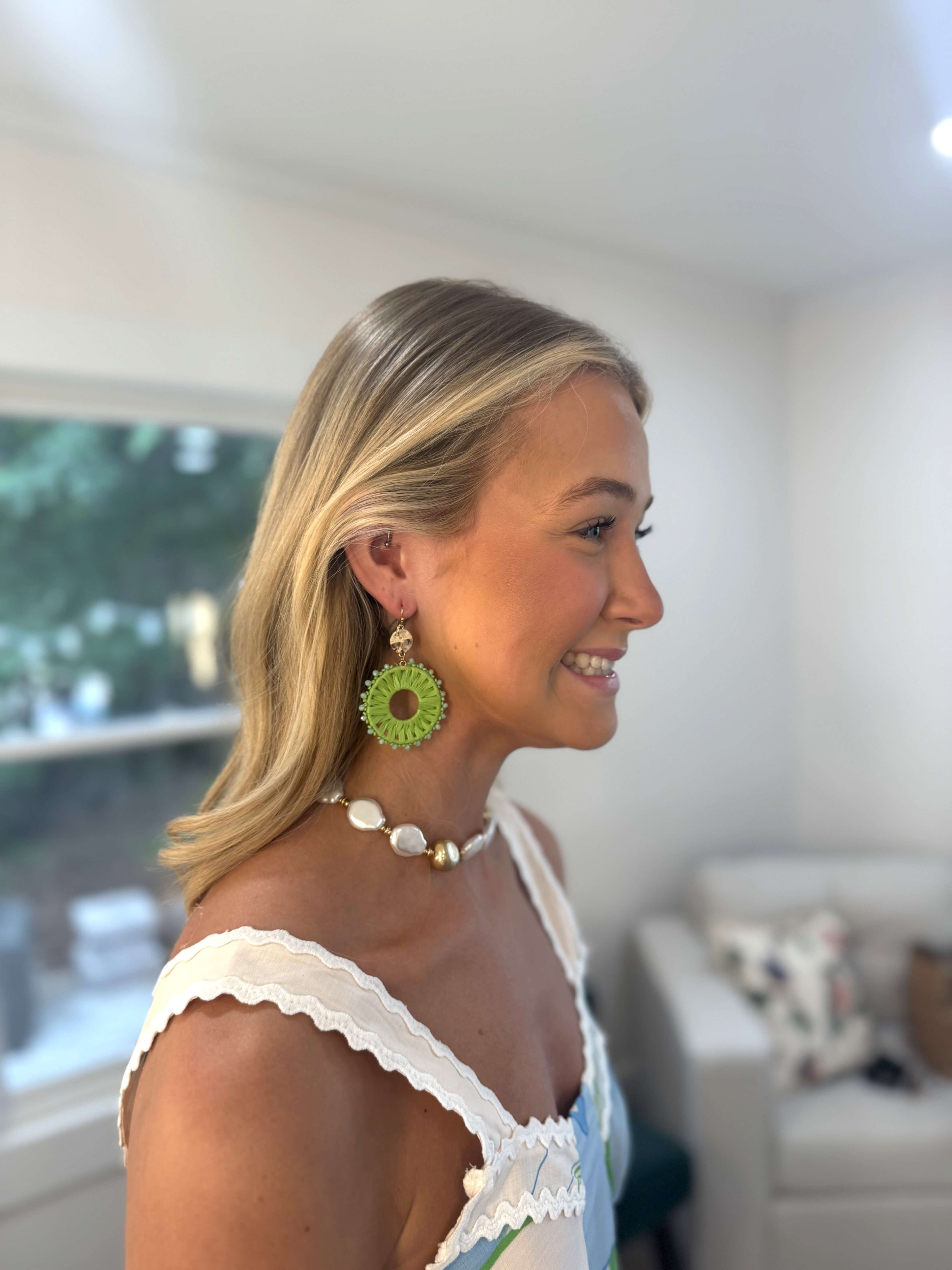 Raffia Circle Bead Earring