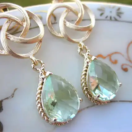 Green Prasiolite Teardrop Earrings