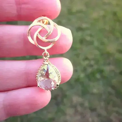 Green Prasiolite Teardrop Earrings