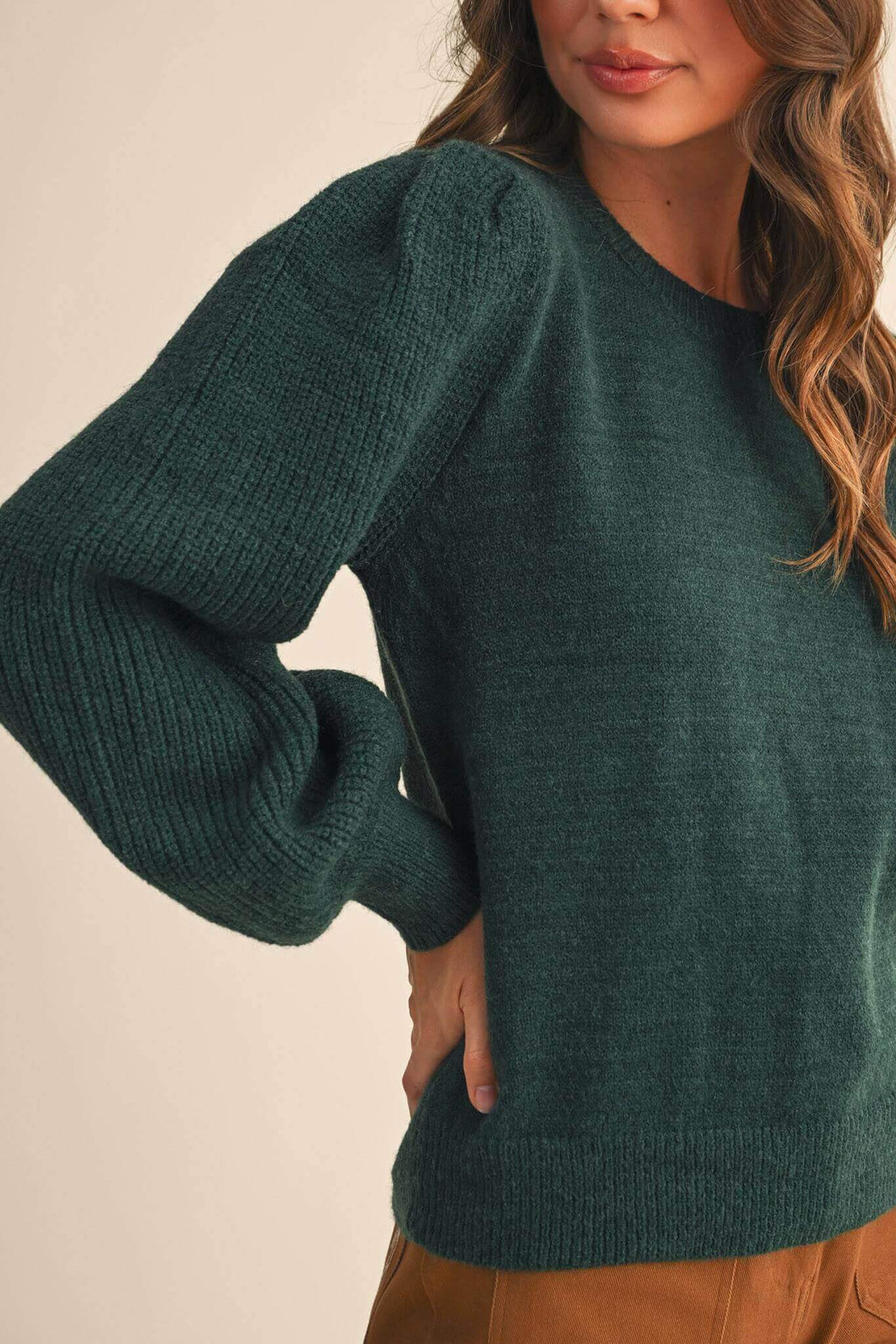Zoey Green Ribbed Sweater