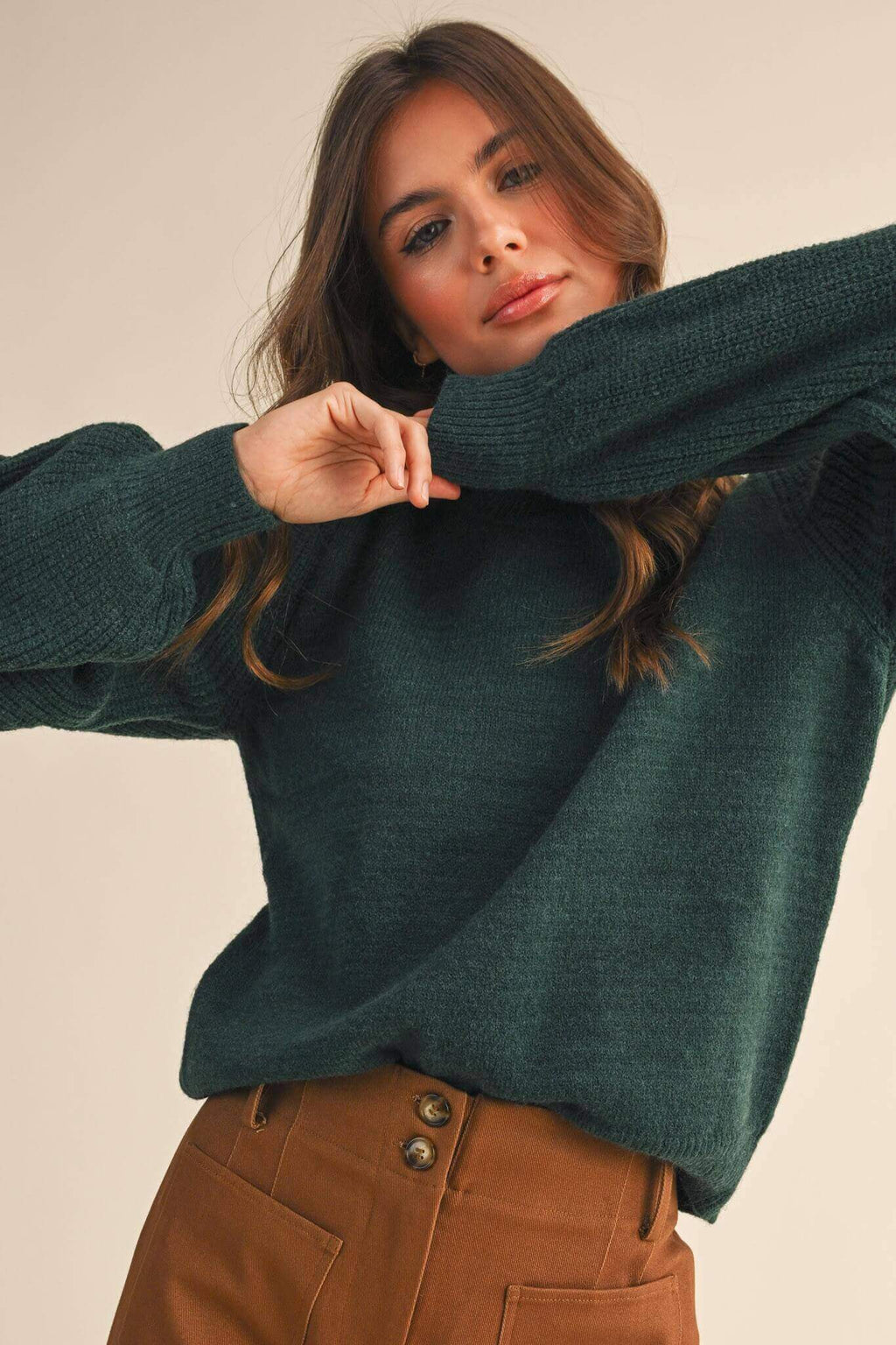Zoey Green Ribbed Sweater
