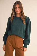 Zoey Green Ribbed Sweater