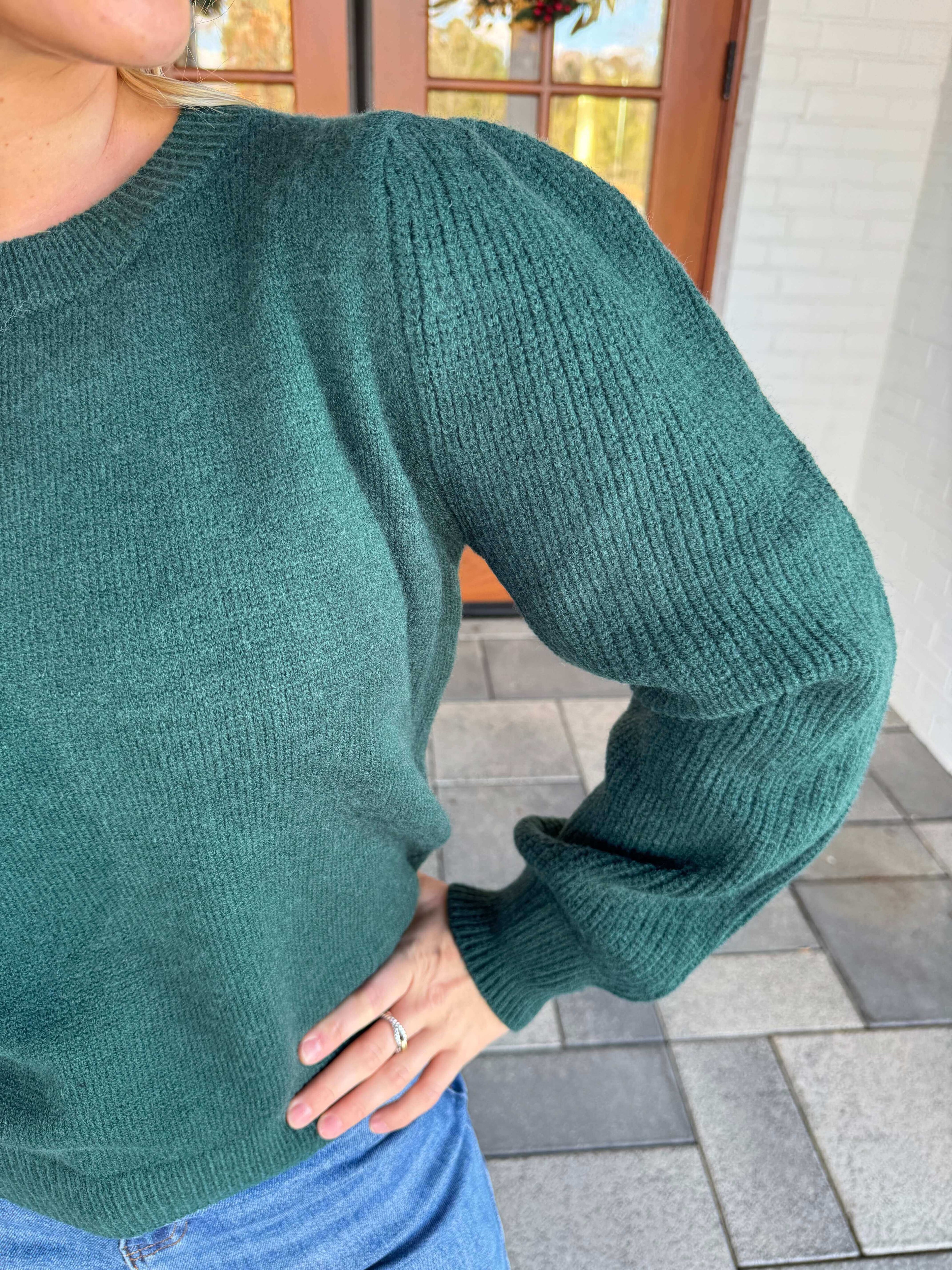 Zoey Green Ribbed Sweater