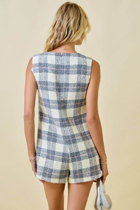 Leigh Plaid Tweed Romper