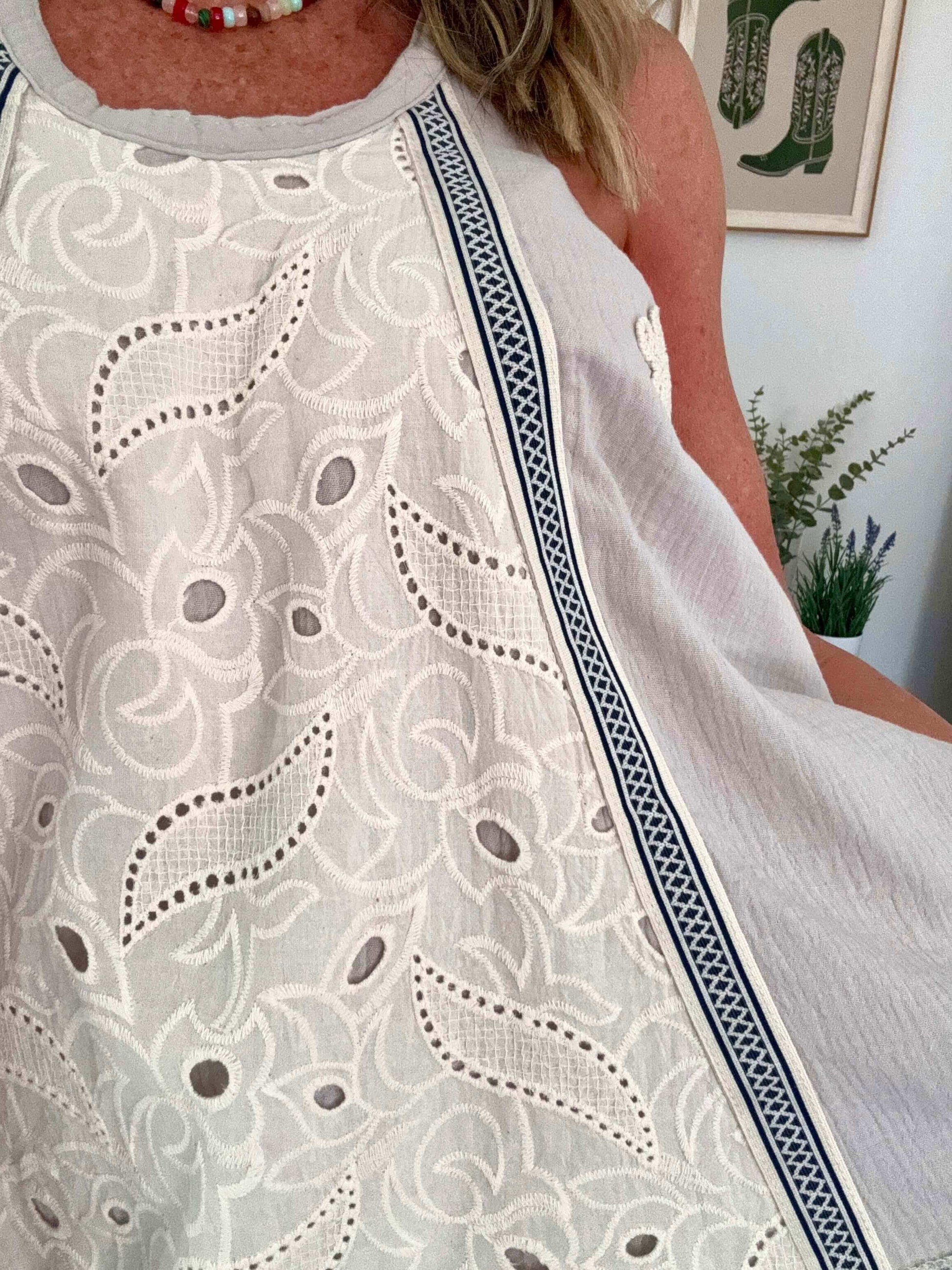 Halter Double Gauze Lace Top