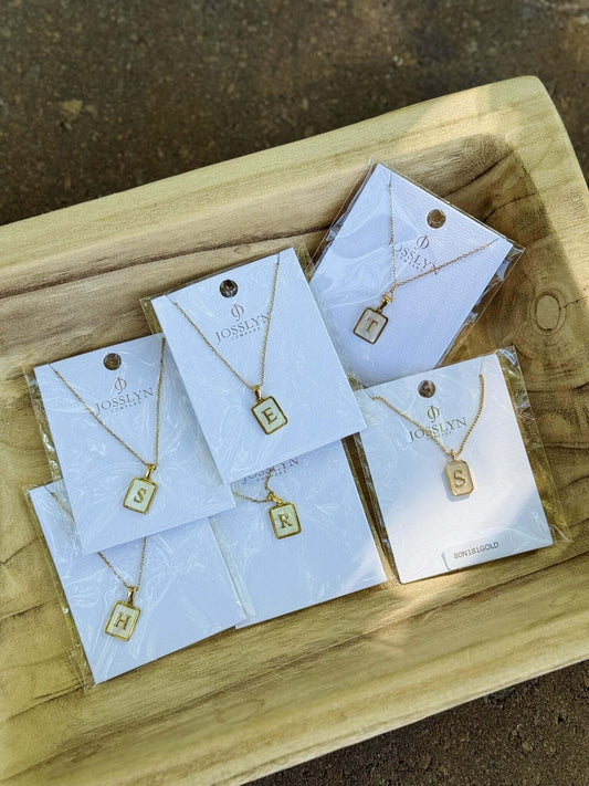 MOP Initial Tag Necklace