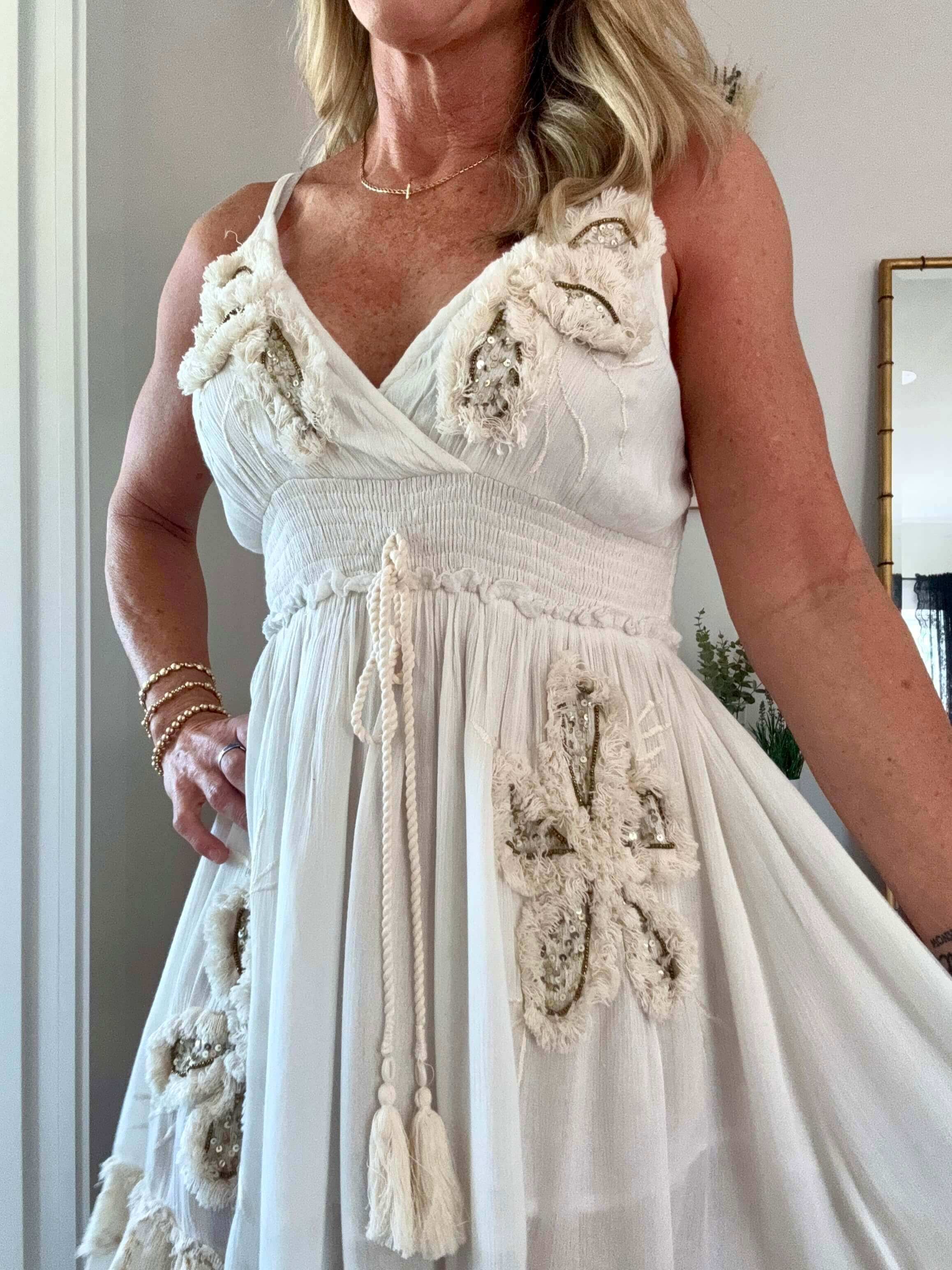 Sadie Embroidery Ivory Dress
